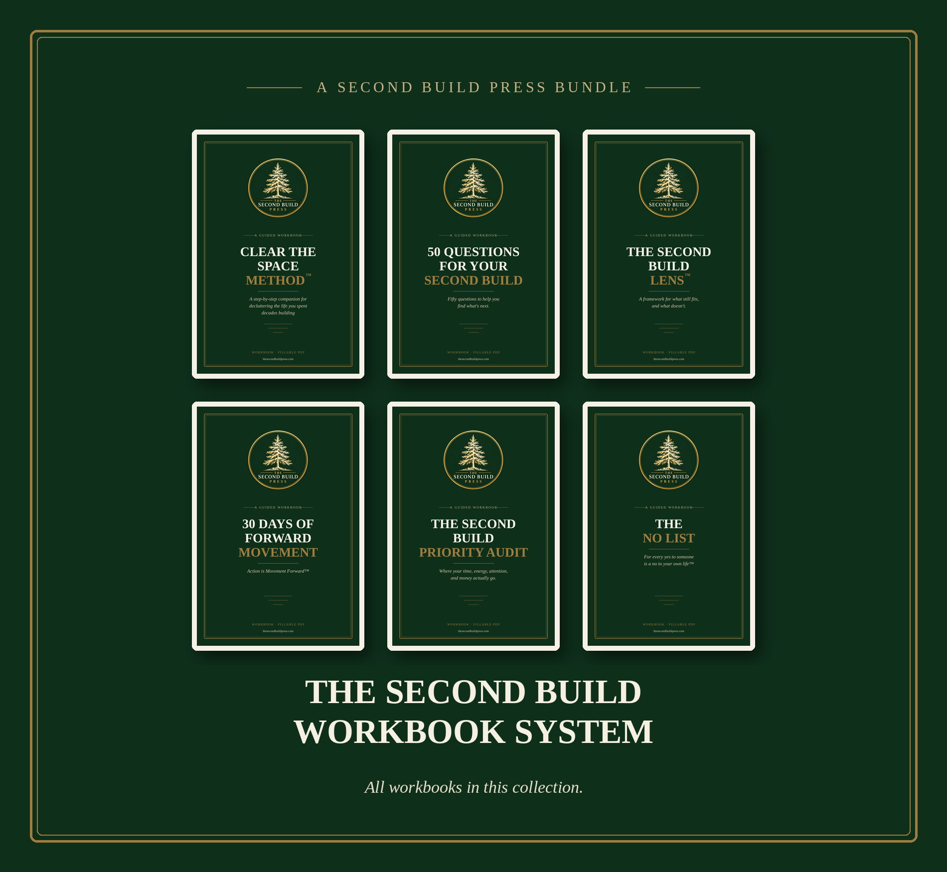 The Second Build Workbook System collection of six guided workbooks